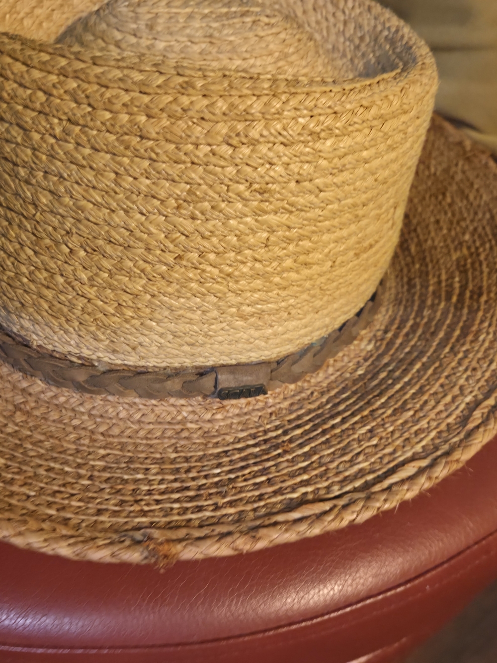 Scala Braided Straw Fedora in Natural Tan with Brown Band
